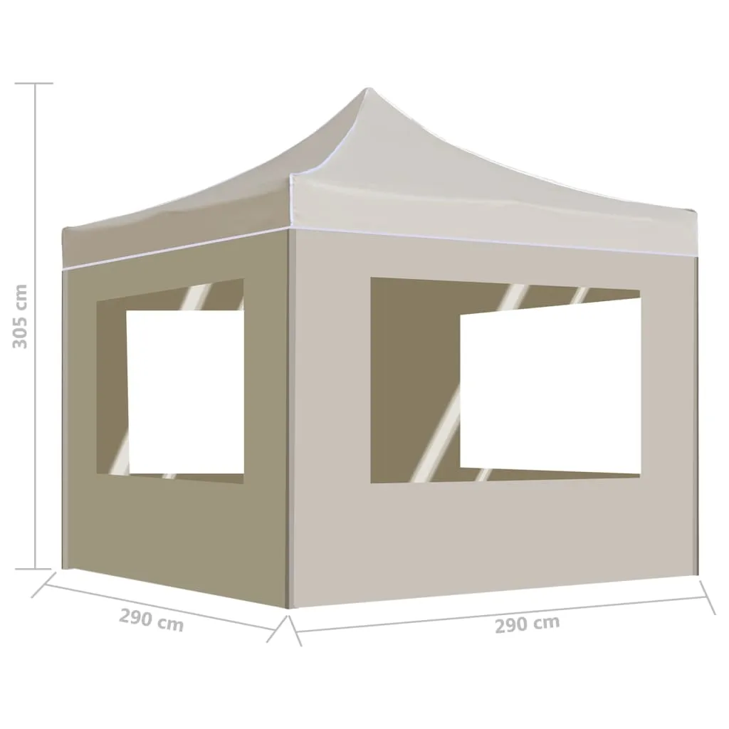 vidaXL Professional Folding Party Tent with Walls Aluminium 3x3 m Cream