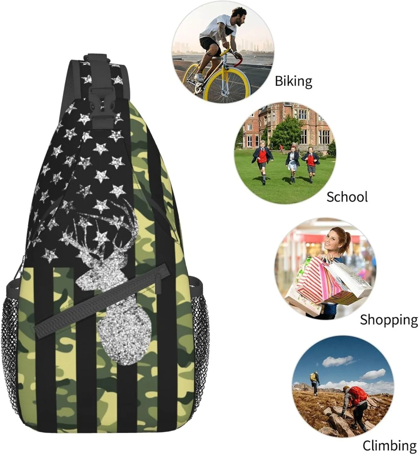 Vintage Elephant Sling Backpack Unisex Crossbody Chest Bag Shoulder Chest Bag For Women Men Hiking Travel