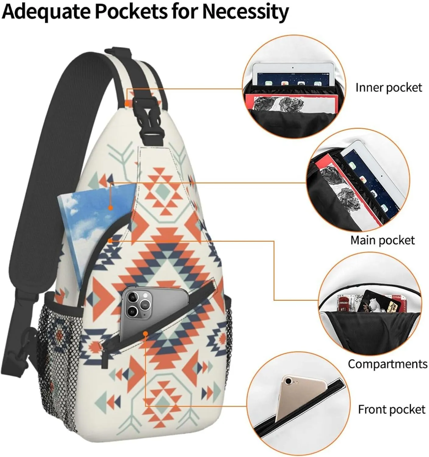 Vintage Elephant Sling Backpack Unisex Crossbody Chest Bag Shoulder Chest Bag For Women Men Hiking Travel