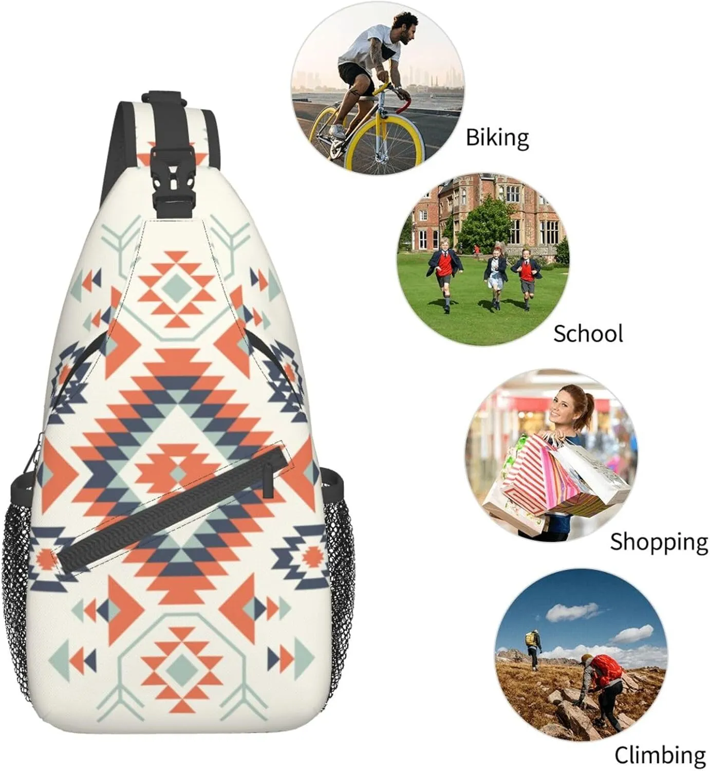 Vintage Elephant Sling Backpack Unisex Crossbody Chest Bag Shoulder Chest Bag For Women Men Hiking Travel