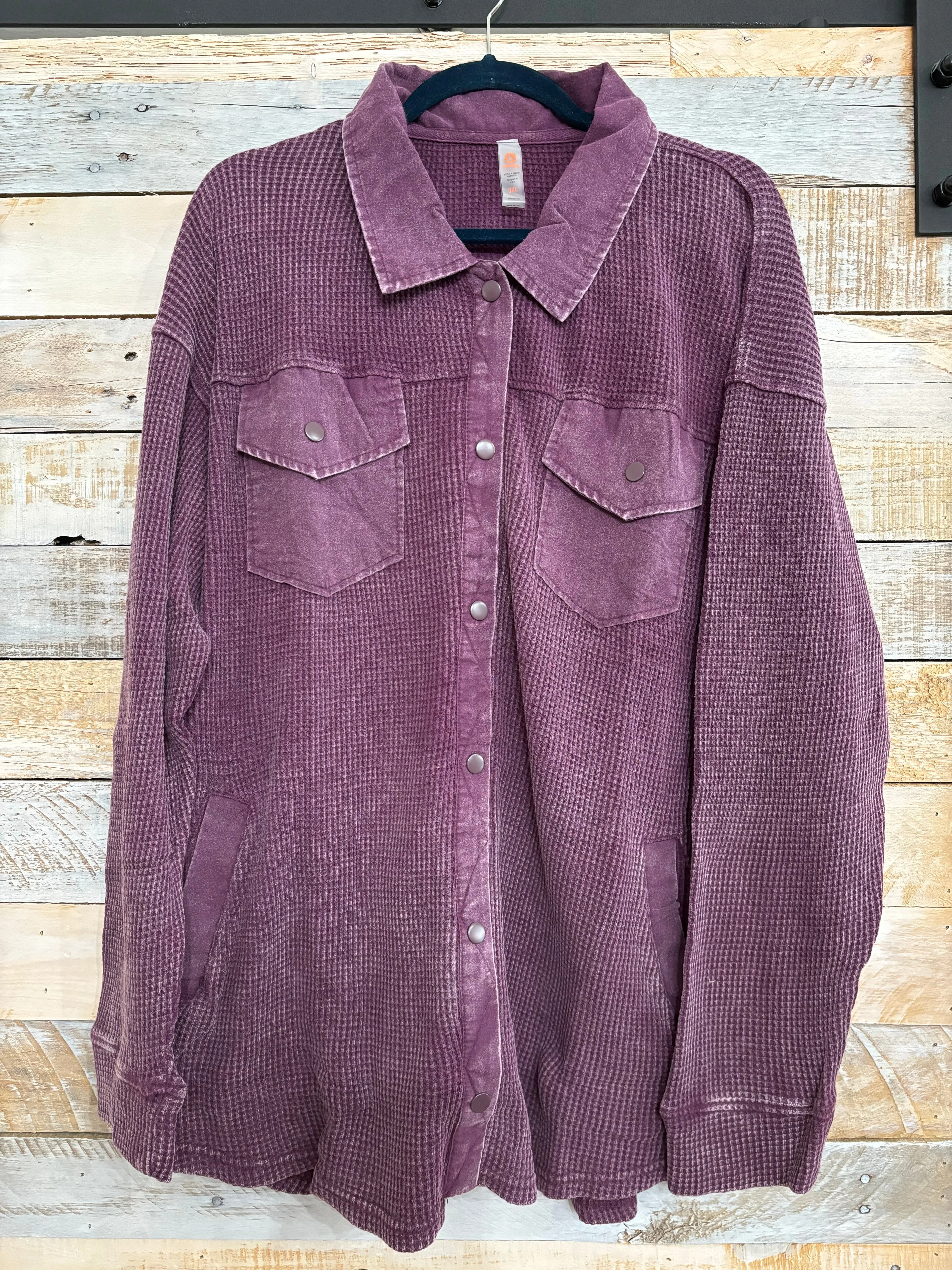 Waffle Knit Mineral Washed Lightweight Shacket