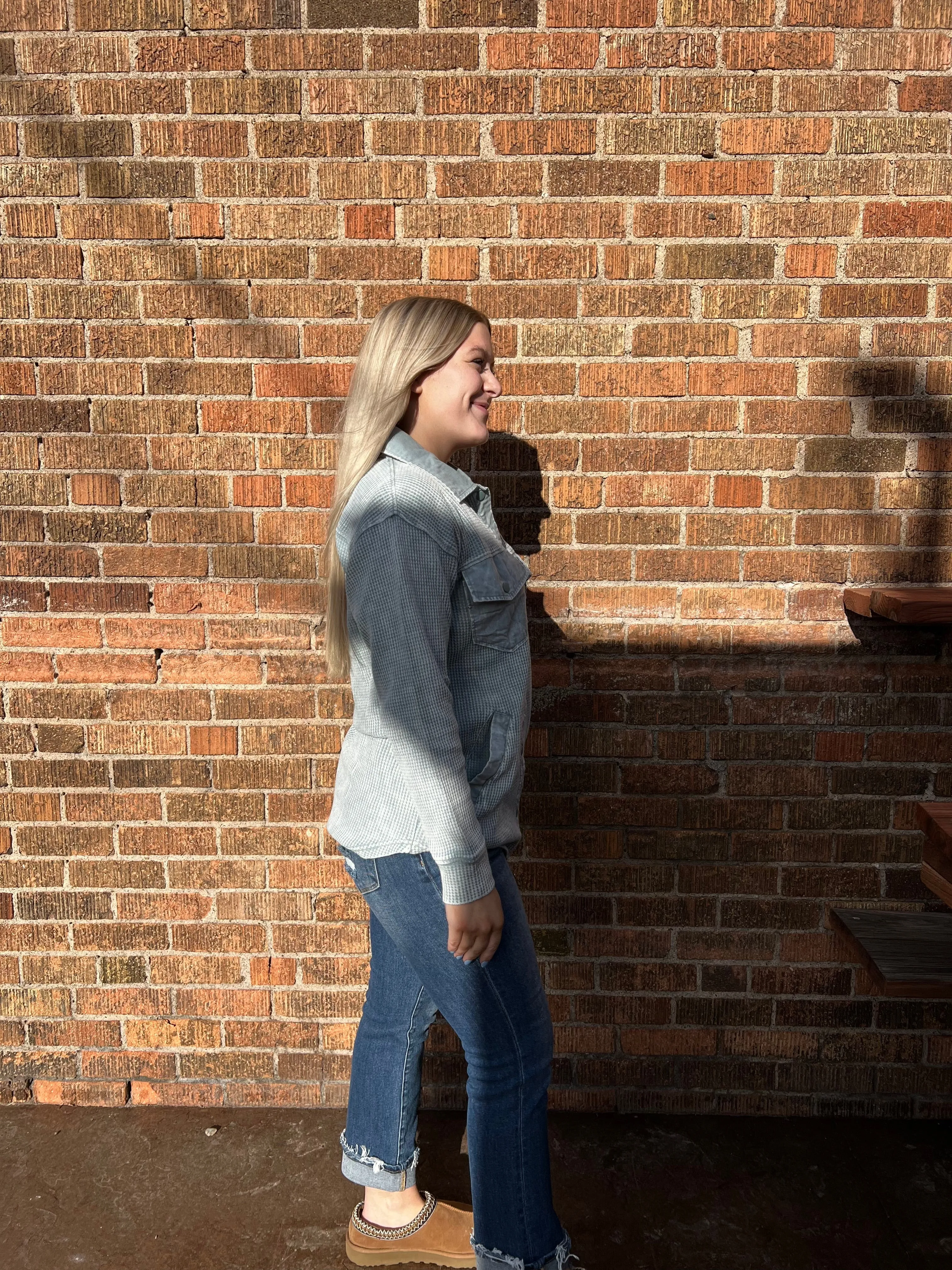 Waffle Knit Mineral Washed Lightweight Shacket