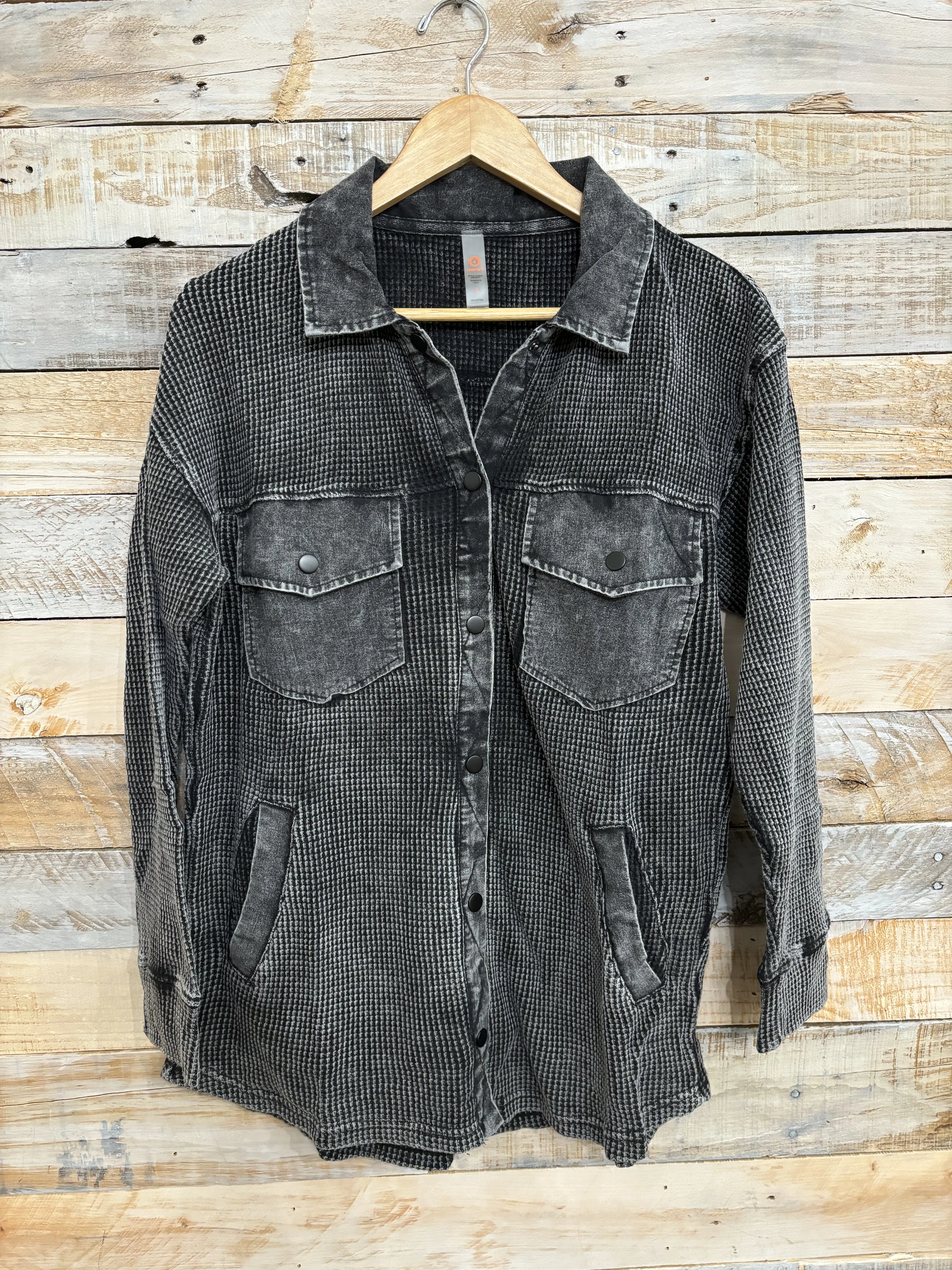 Waffle Knit Mineral Washed Lightweight Shacket