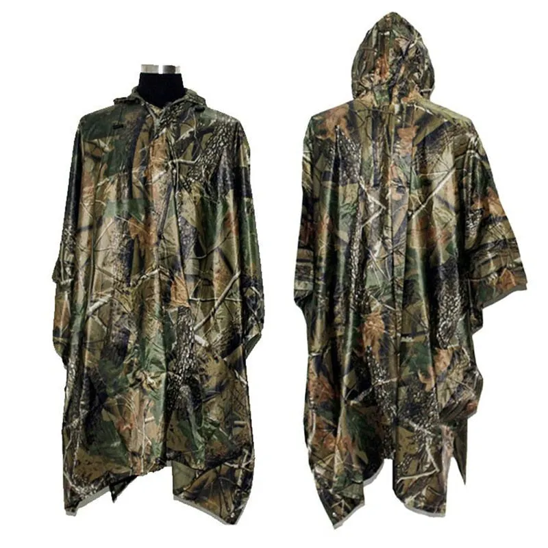 Waterproof Camouflage Rain Poncho & Sun Shelter Tarp for Hammock, Camping Tent, Awning, Canopy, Ground Sheet
