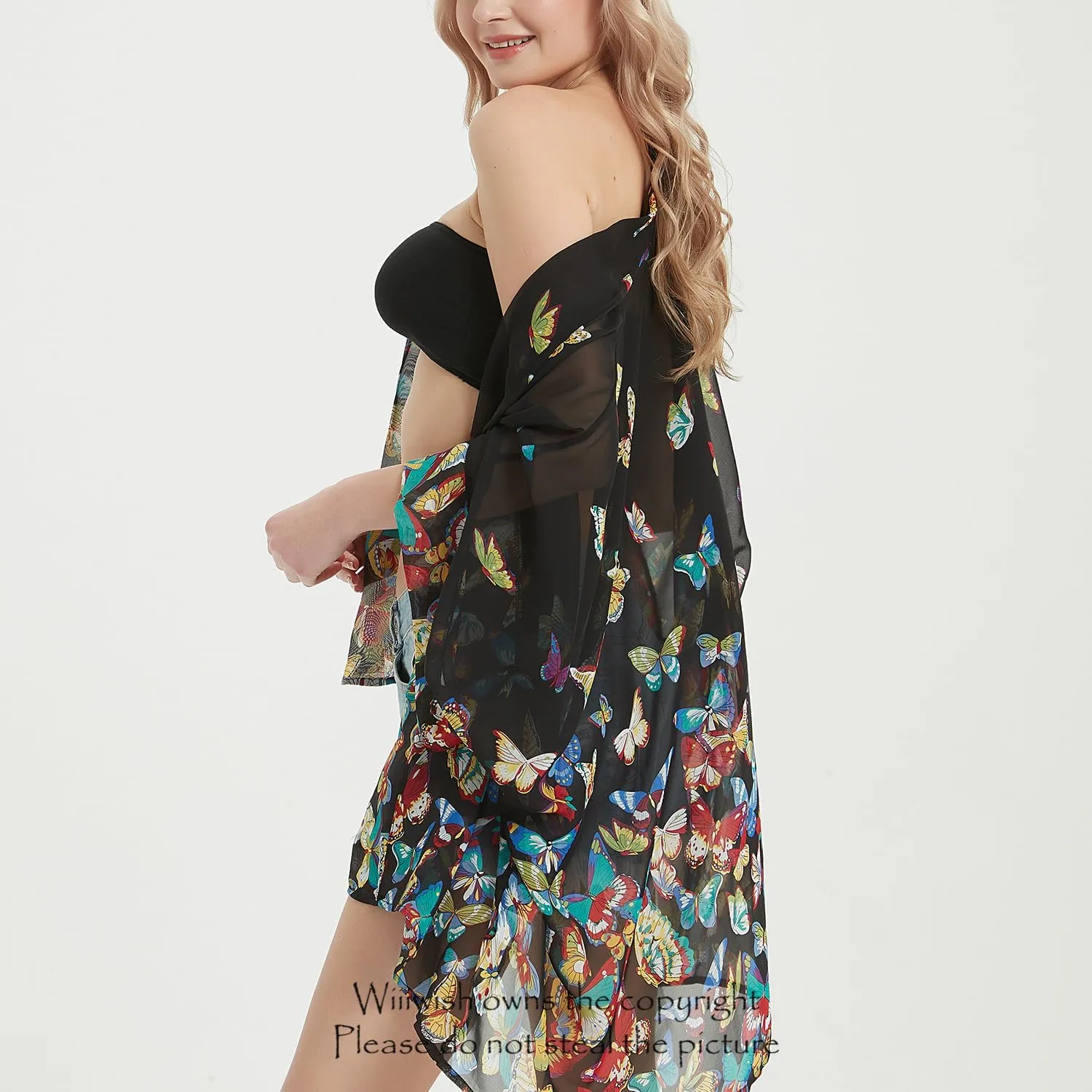 Women's Kimono Cardigans Camouflage Sheer Chiffon Blouse Boho Wrap Casual Coverup Loose Tops