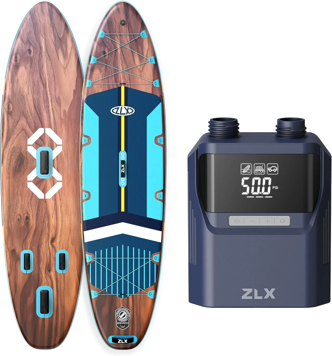 ZLX 11'635" Super Wide Inflatable Stand Up Paddle Board with 50PSI Paddle Board Pump