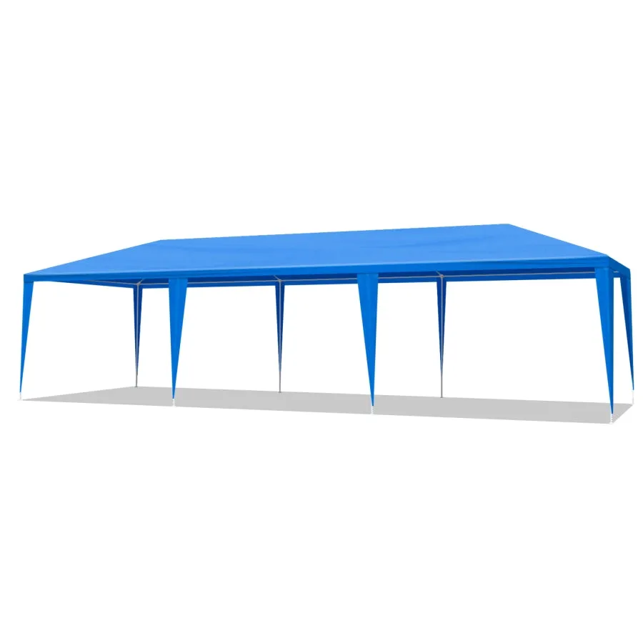 ZUN 10'x30' Outdoor Party Tent with 8 Removable Sidewalls, Waterproof Canopy Patio Wedding Gazebo, Blue 03964821
